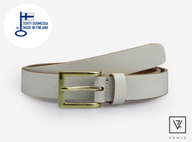 Kermanvärinen Nahkavyö 25mm- Kultasoljella