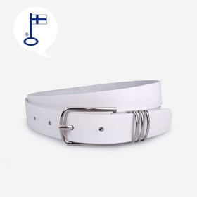 Nahkavyö 25mm, metallijuoksijalla -Valkoinen
