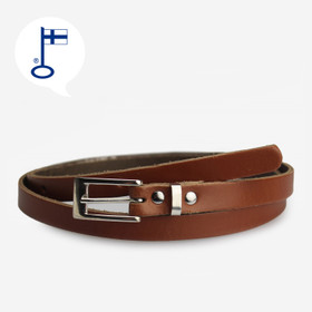 Naisten ruskea kapea nahkavyä metallisoljella 