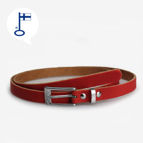 Naisten punainen kapea nahkavyä metallisoljella 