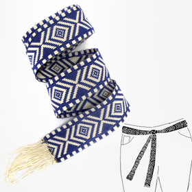 Sininen solmittava kangasvyö 40mm