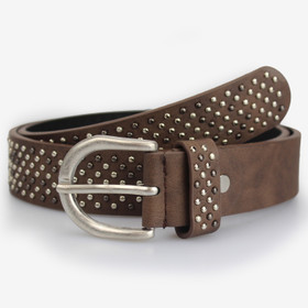 Ruskea niittivyö 35mm- antiikkisoljella