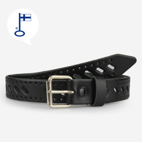 L. Musta Reikä-Nahkavyö 25mm rullasoljella