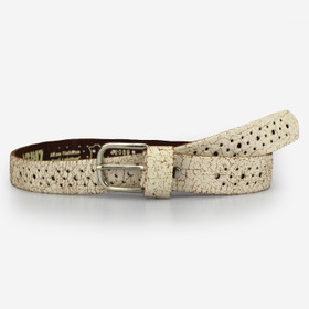 Lasten Luonnonvalkoinen reikänahkavyö 25mm