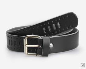 L. Musta Reikänahkavyö 25mm