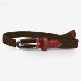 L. Ruskea Joustovyö 20mm harjatulla hopeasoljella