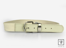 L. Beige Joustava vyö 25mm nahkapäällä