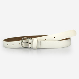L. Valkoinen Nahkavyö 20mm harjattu hopeasolki
