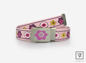 L. Vaaleanpunainen kukka canvasvyö 30mm