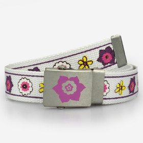 L. Valkoinen kukka canvasvyö 30mm