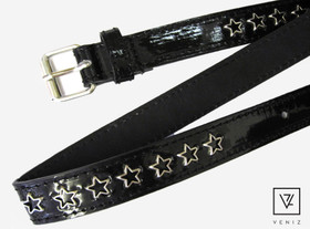 L. Musta vyö 20mm tähtiniiteillä