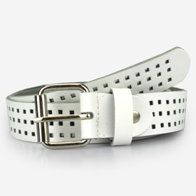 L. Valkoinen Reikävyö 30mm rullasoljella