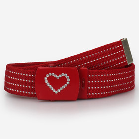 L. Punainen Canvasvyö 30mm strassisydän solki