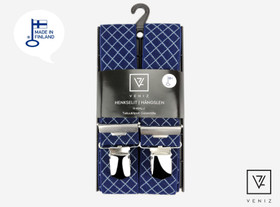 VENIZ 36mm Tummansiniset ruudulliset H-henkselit 