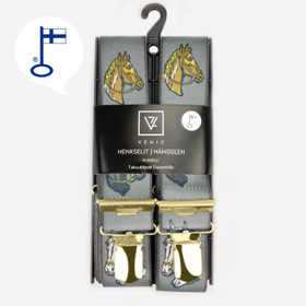 VENIZ 36mm Harmaat hevoskuvio H-henkselit Kultaklipseillä