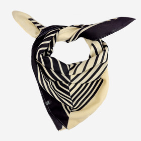 Käännettävä raitainen neliöhuivi -Musta-beige