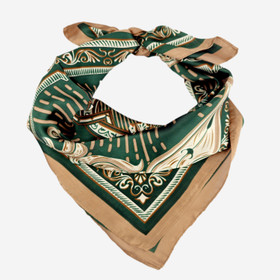 Huivi kuviollinen -Vihreäbeige