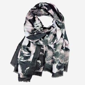 Huivi Akvarellikuvioitu -Mustavalkoinen