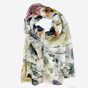 Huivi kukkakuvioitu -Valkoinen