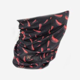 Musta Multiscarf -tuubihuivi chili-kuosilla