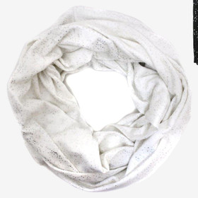 ValkoinenTuubihuivi hopeapisaroilla