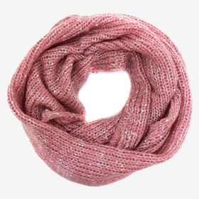 Vaaleanpunainen neuletuubihuivi