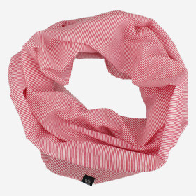 Raidallinen tuubihuivi -Puna-valko