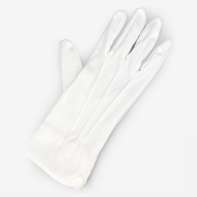 Valkoiset Frakki käsineet- kiiltävät napilla