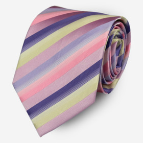 Vaaleanpuna-lila raidallinen solmio 90mm