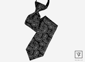 VENIZ 40cm Lasten musta paisley solmio