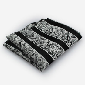 VENIZ Valko/Musta Kuvioitu raidallinen taskuliina