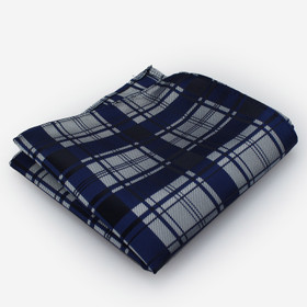 Sinihopea ruudullinen taskuliina