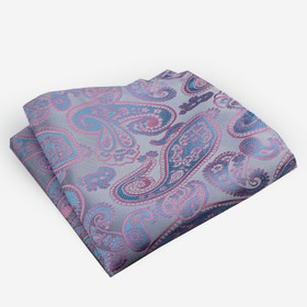 VENIZ Valkoroosa paisleykuvioitu taskuliina