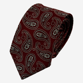 Tummanpunainen Paisley solmio 70mm