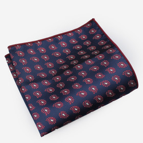 VENIZ Puna/sininen Pilkullinen paisley taskuliina