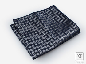 VENIZ Sinihopea ristikkopunottu taskuliina