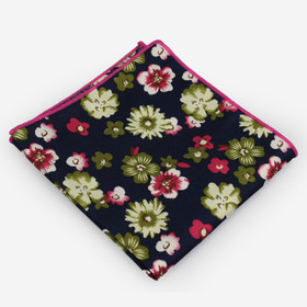 Taskuliina tummansininen pinkki/vihreä kukkakuosilla