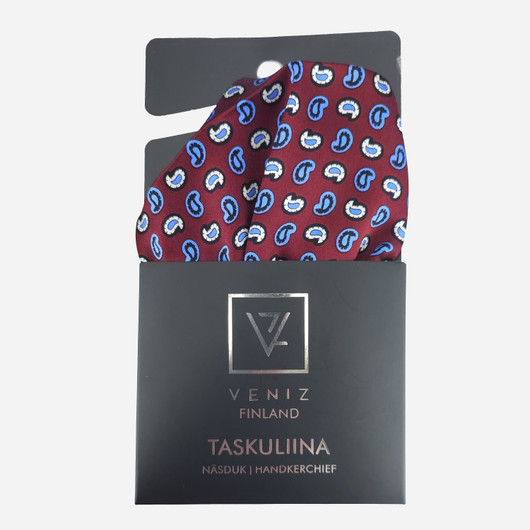 Paisley-kuviotu silkki taskuliina -Burgundy