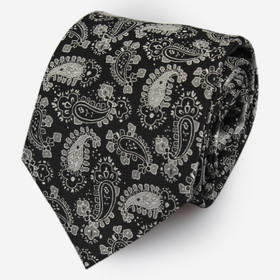 VENIZ 90mm musta kashmir kuvioitu solmio