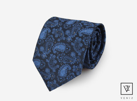 VENIZ 90mm sininen kashmir kuvioitu solmio
