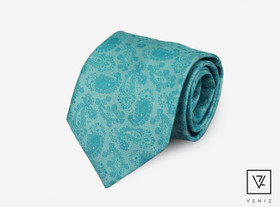 VENIZ 90mm turkoosi kashmir kuvioitu solmio