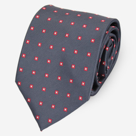 Tummanharmaa pilkullinen solmio 90mm