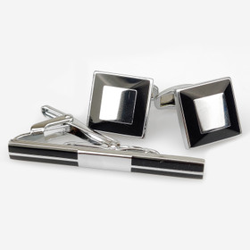 VENIZ Mustahopeat kanttiset kalvoisnnapit+solmioneula