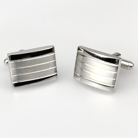 VENIZ Hopeat kanttiset raidalliset kalvosinnapit