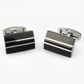 VENIZ Mustahopeat kanttiset kalvosinnapit kohoraidalla