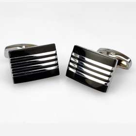 VENIZ Mustahopeat kanttiset raidalliset kalvosinnapit