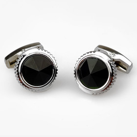 VENIZ Musta/Hopeat Pyäreät sahalaitaiset kalvosinnapit