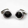 VENIZ Musta/Hopeat Pyäreät sahalaitaiset kalvosinnapit