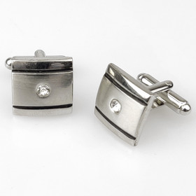 VENIZ Hopeat kanttiset kalvosinnapit timantilla