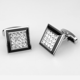 VENIZ Hopeat kanttiset timantti kalvosinnapit emaloitu